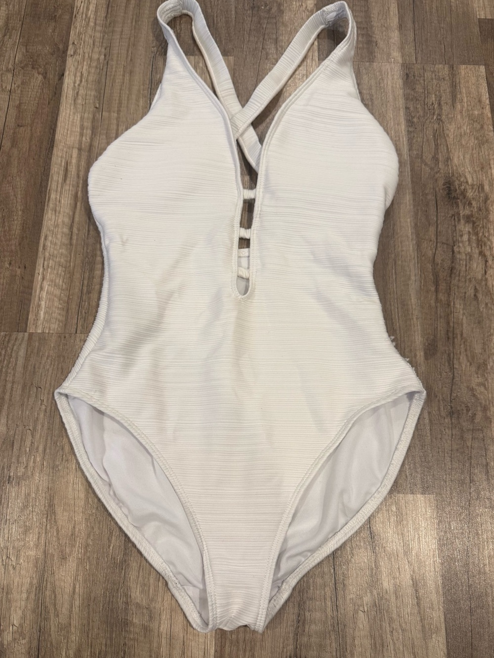Ralph Lauren White Ribbed One-Piece Swimsuit